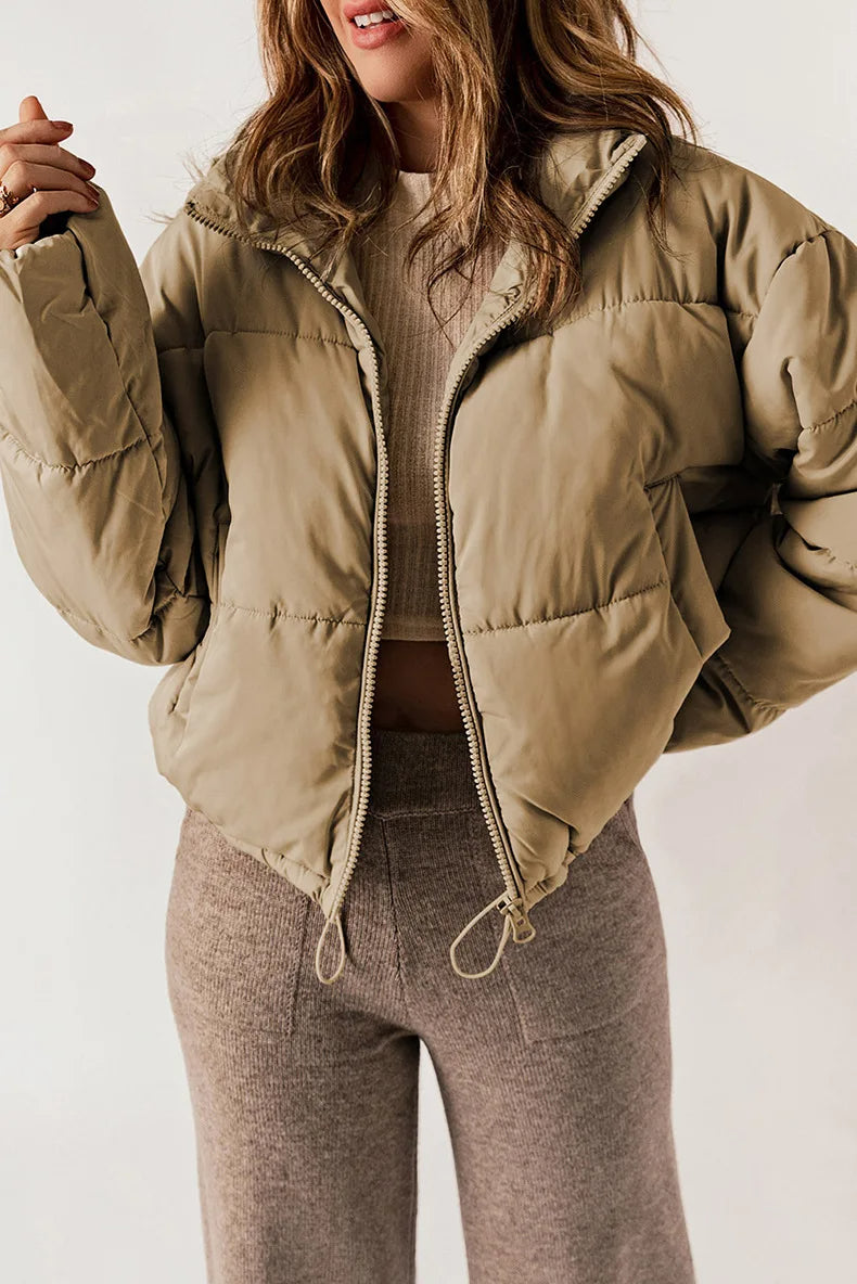 Women's Short Warm Puffer Jacket with Hood