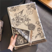 Écharpe pashmina double face luxueuse et douce pour femmes avec imprimé floral