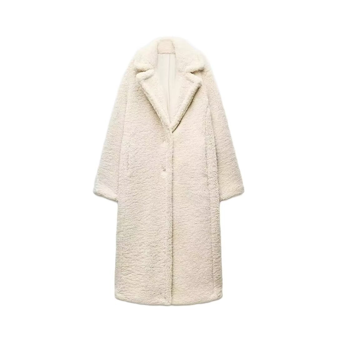 Lange Teddy Jas voor Dames Warme Winter met Reverskraag