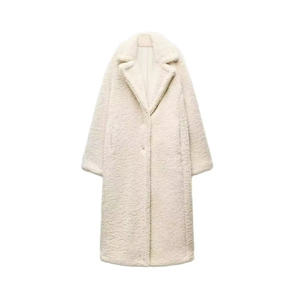 Lange Teddy Jas voor Dames Warme Winter met Reverskraag