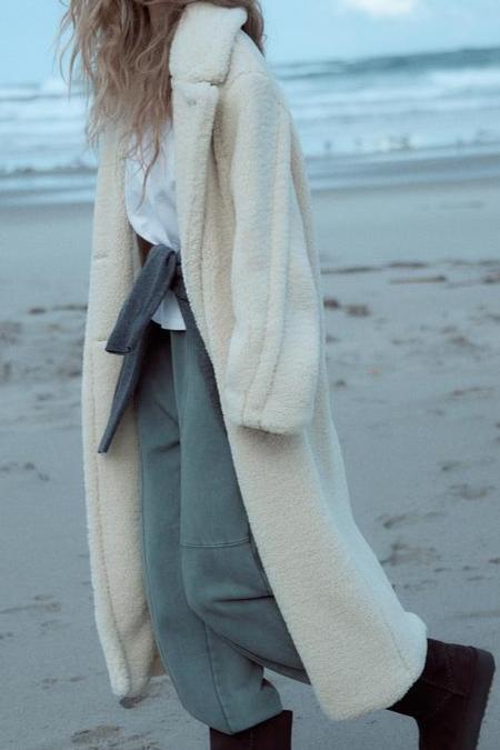 Lange Teddy Jas voor Dames Warme Winter met Reverskraag