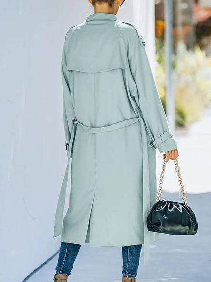 Stijlvolle Midi Trenchcoat Met Ceintuur En Epauletten Voor Dames