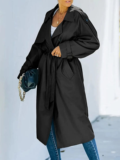 Stijlvolle Midi Trenchcoat Met Ceintuur En Epauletten Voor Dames