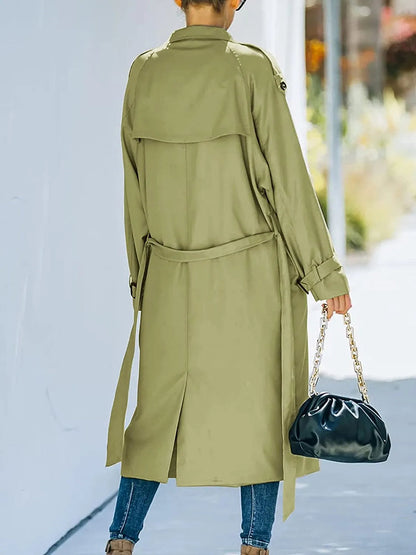 Stijlvolle Midi Trenchcoat Met Ceintuur En Epauletten Voor Dames