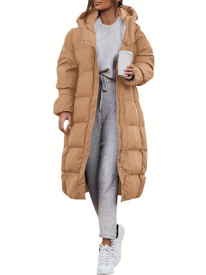 Lange Dames Puffer Winterjas Met Capuchon Warm Gevoerd