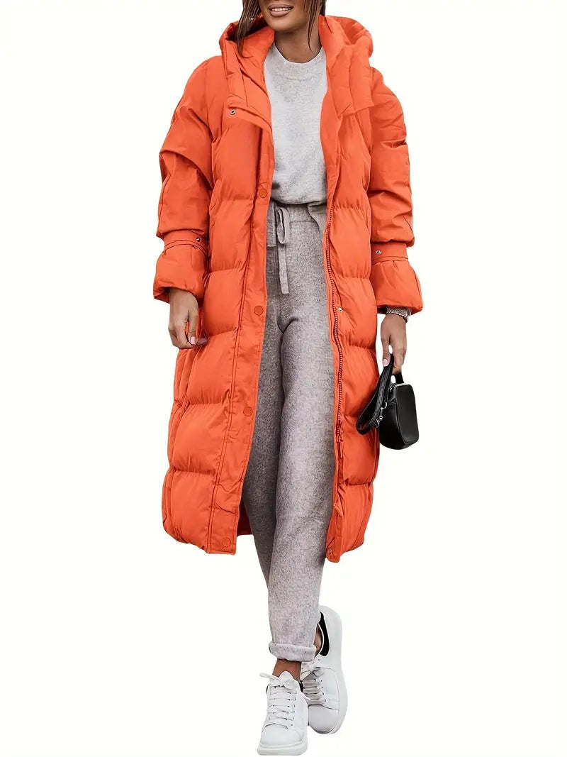 Lange Dames Puffer Winterjas Met Capuchon Warm Gevoerd