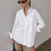 Witte Oversized Blouse Voor Dames Met Lange Mouwen