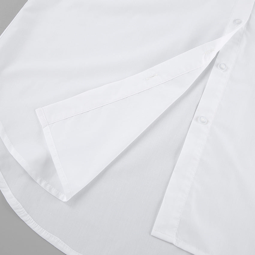 Witte Oversized Blouse Voor Dames Met Lange Mouwen