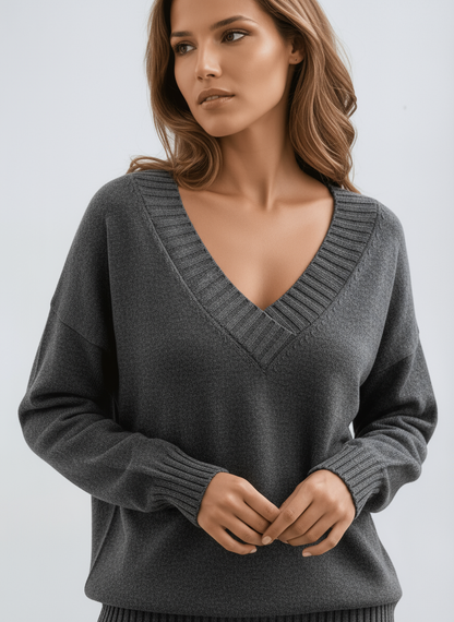 Zachte Oversized V-hals Trui Dames Gebreid met Comfortabele Pasvorm