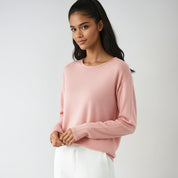 Damski sweter z cienkiej dzianiny z okrągłym dekoltem, miękki i wygodny