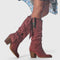 Dames Orthopedische Cowboylaarzen Met Franjes En Blokhak – Rood