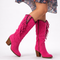 Dames Orthopedische Cowboylaarzen Met Franjes En Blokhak – Roze
