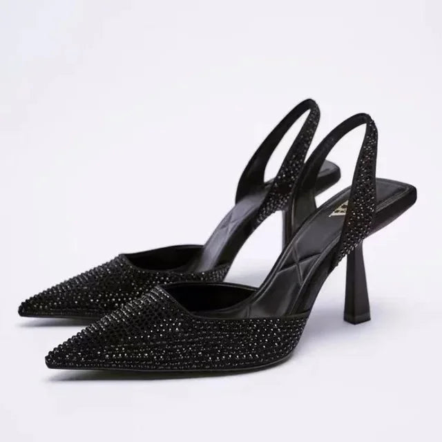 Slingback High Heels Voor Dames Met Strass En Puntneus