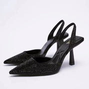Slingback High Heels Voor Dames Met Strass En Puntneus