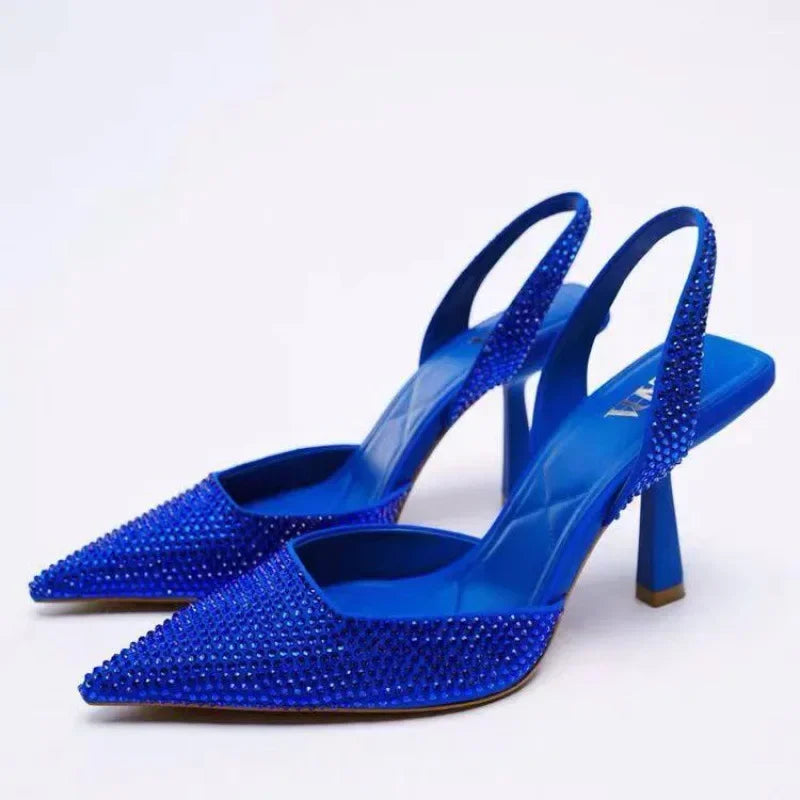 Slingback High Heels Voor Dames Met Strass En Puntneus