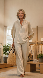 Zomer Set Dames | 2-Delige Linnen Look & Wijde Broek