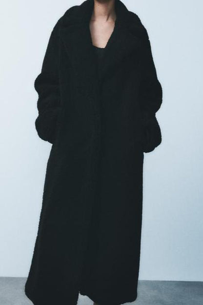 Lange Teddy Jas voor Dames Warme Winter met Reverskraag