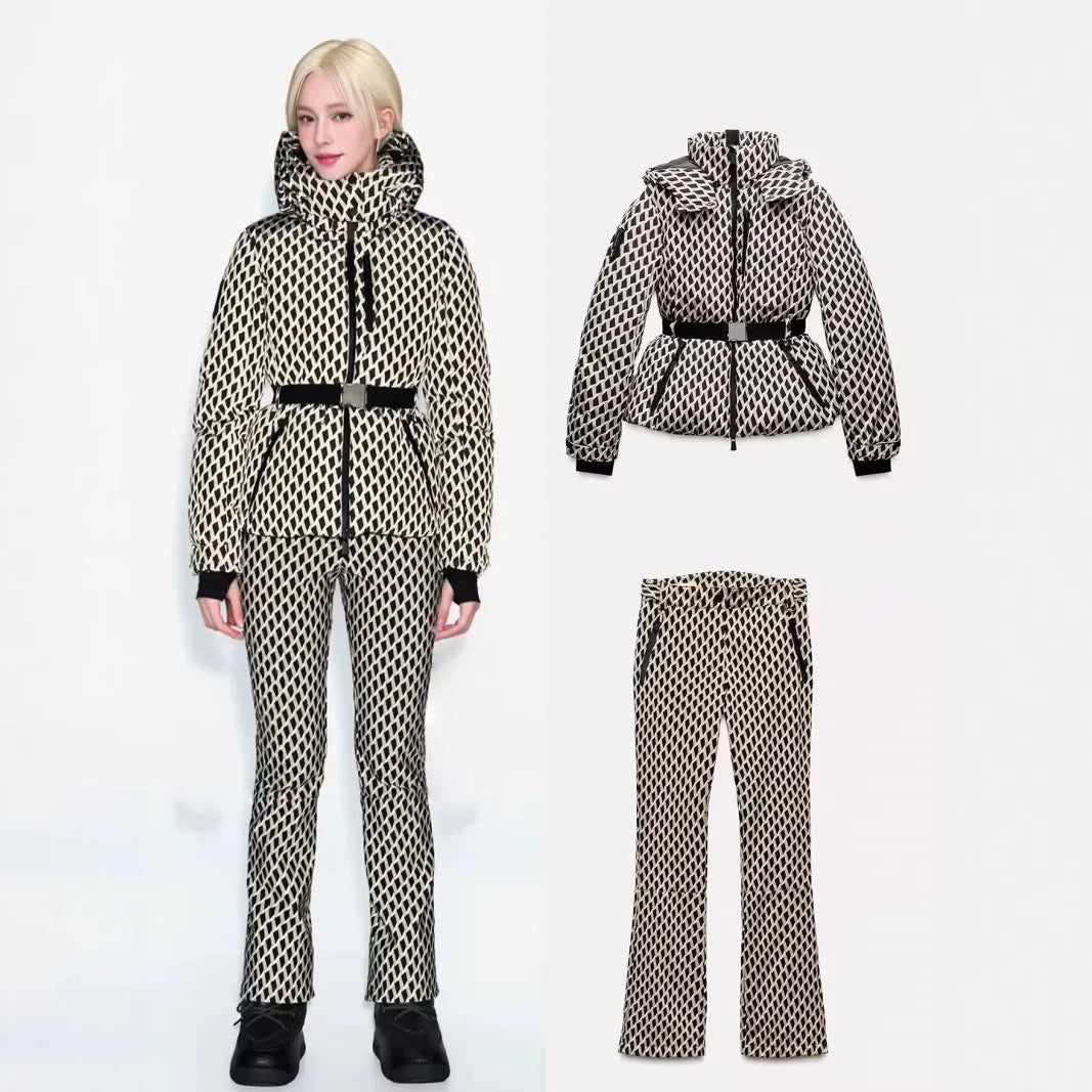 Dames Tweedelige Ski Set met Gevoerde Parka en High Waist Broek