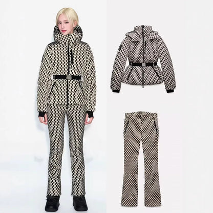 Dames Tweedelige Ski Set met Gevoerde Parka en High Waist Broek