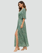 Party Maxi Jurk Met Print Diepe V Hals En Split
