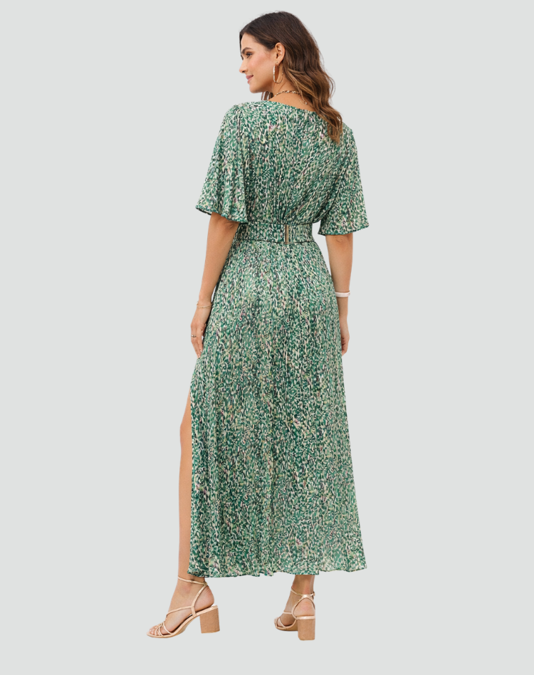 Party Maxi Jurk Met Print Diepe V Hals En Split