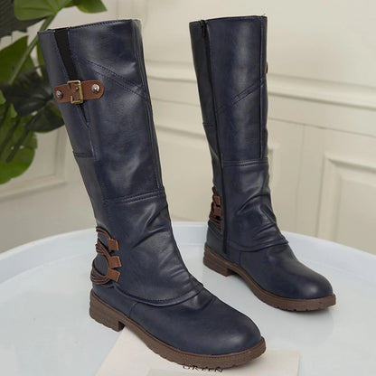 Dames Elegante Comfortabele Knielaarzen Met Gesp En Rits