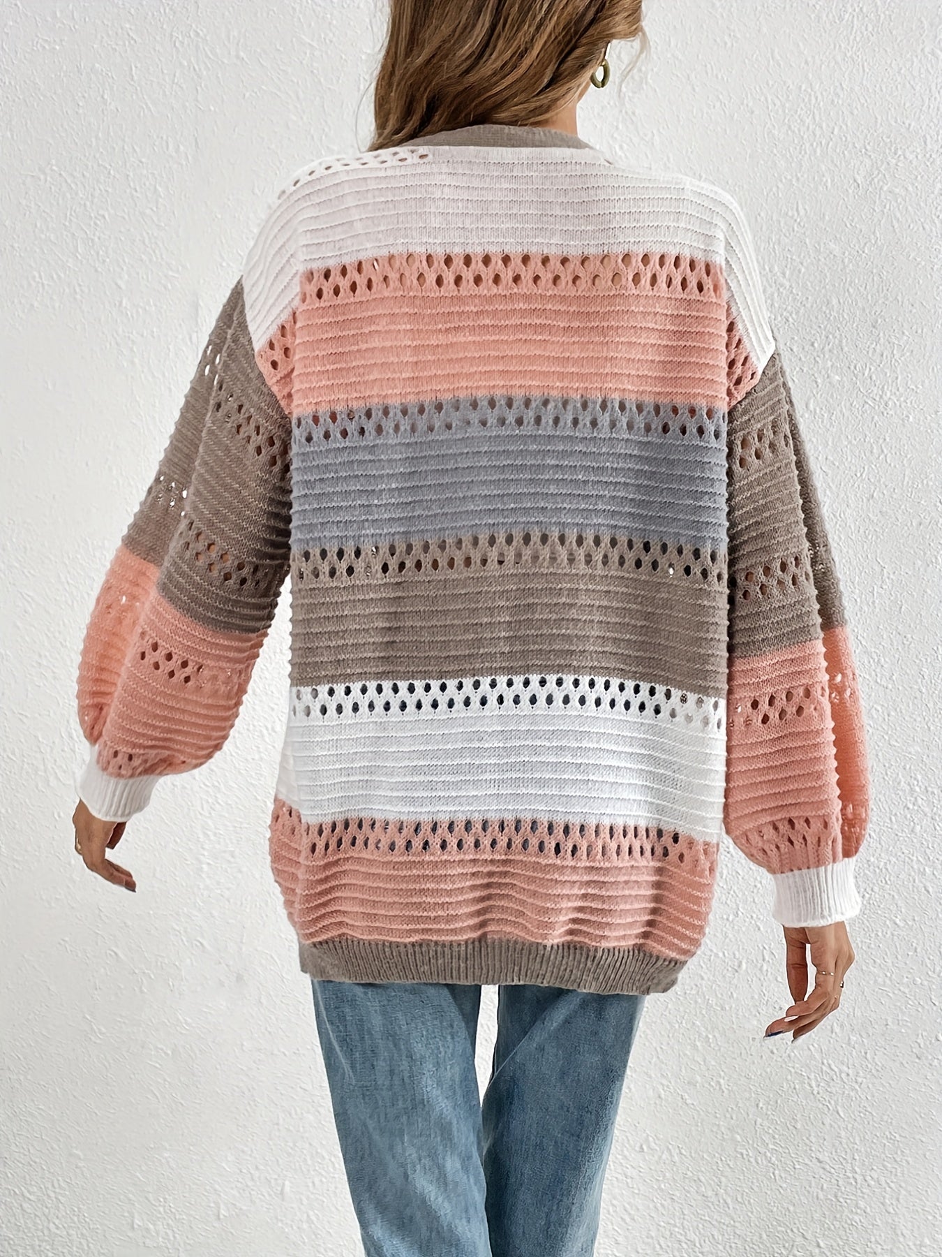 Warm Gestreepte Dames Winter Vest Gebreid