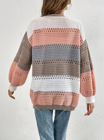 Warm Gestreepte Dames Winter Vest Gebreid