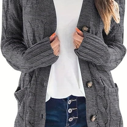 Kabelgebreid Warm Dames Vest Met Knopen
