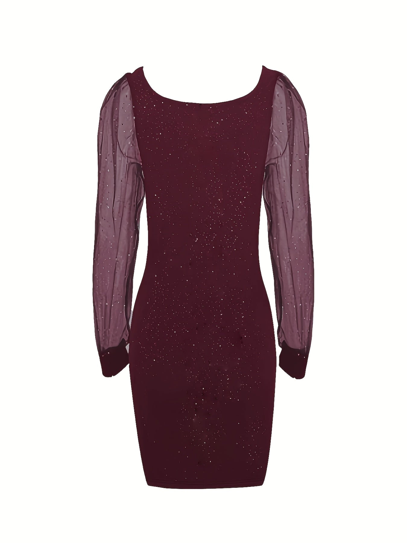 Bodycon Cocktailjurk Voor Dames Midi Met Glitter En Transparante Mouwen