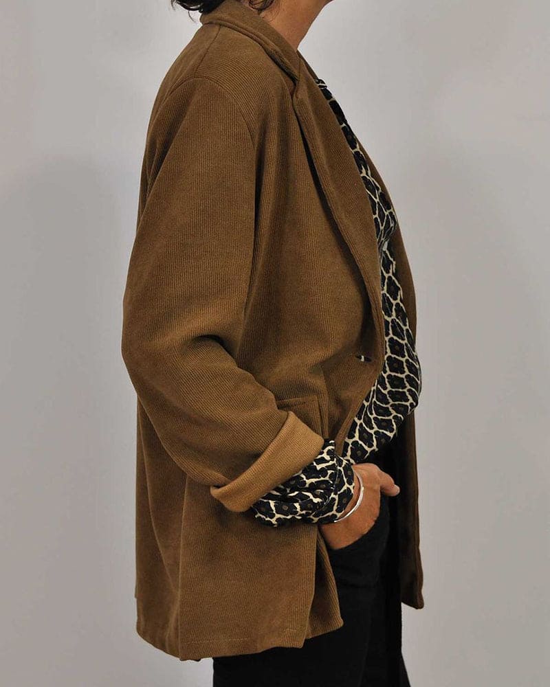 Flowy Button-Up Blouse with Print and Long Sleeves
