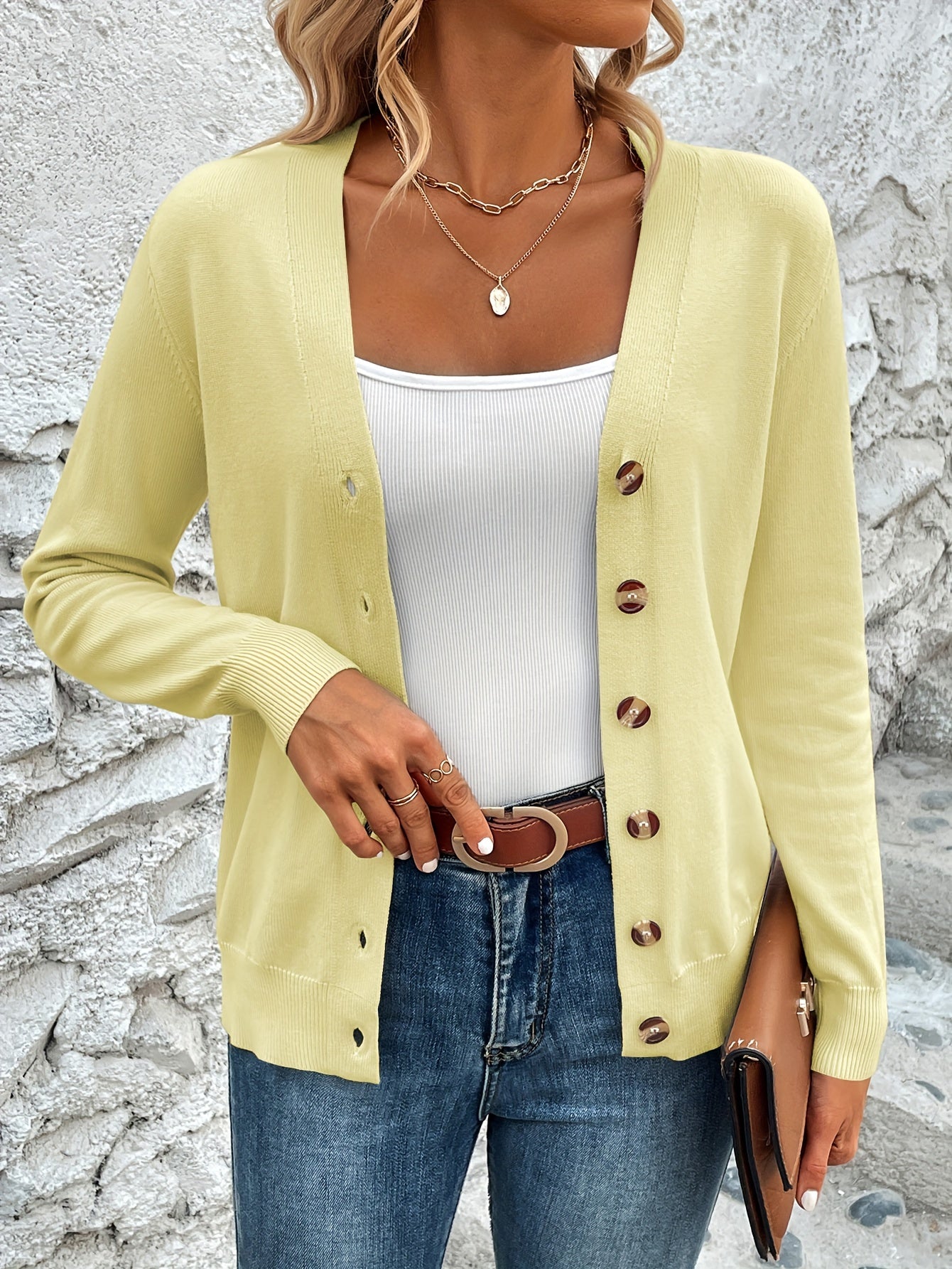 Comfortabel Gebreid Dames Cardigan Met Knoopsluiting