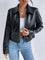 ADRIENNE - CROPPED WIDE COLLAR FAUX LEATHER JACKET 1