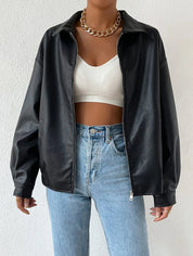 ALBERTINE - OVERSIZED DROP SHOULDER FAUX LEATHER JACKET 1