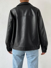 ALBERTINE - OVERSIZED DROP SHOULDER FAUX LEATHER JACKET 10
