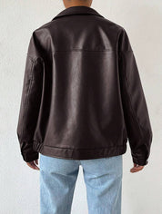ALBERTINE - OVERSIZED DROP SHOULDER FAUX LEATHER JACKET 12