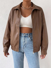 ALBERTINE - OVERSIZED DROP SHOULDER FAUX LEATHER JACKET 7