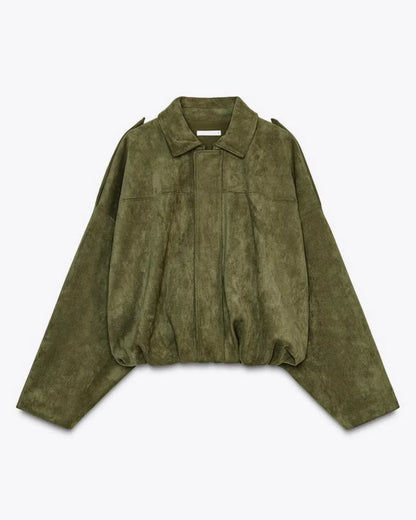 Dames Leren Jas Suede Oversized Warm