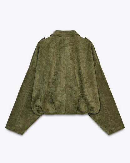 Dames Leren Jas Suede Oversized Warm