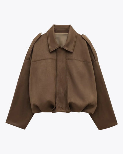 Dames Leren Jas Suede Oversized Warm