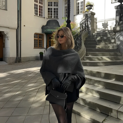 Vrouwen Chique Cape Jas Asymmetrisch Model