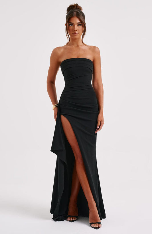 Amely - Off-Shoulder Maxi Jurk met Hoge Split