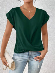 Elegant V-Neck Top with Twisted Detail for Women