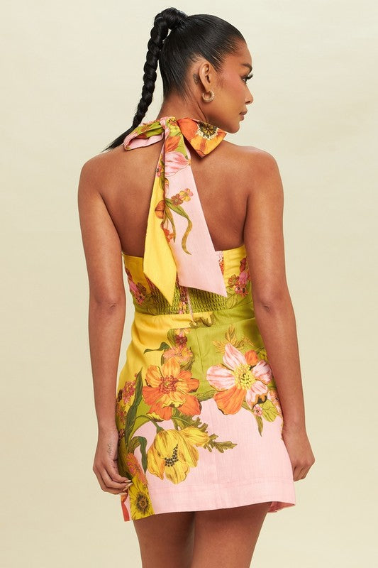 Shirin - Zomerse halter mini jurk