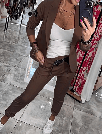 Casual Dames Tweedelig Blazer Set met Joggingbroek