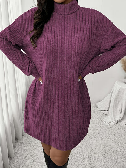 Knusse Geribde Mini Sweaterjurk Met Col Voor Dames