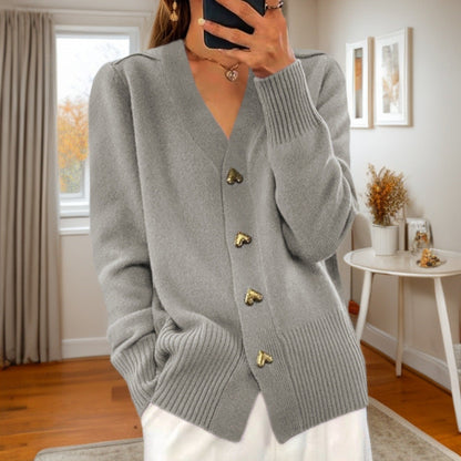 Kira - Gebreide Cardigan met Hartjesknopen