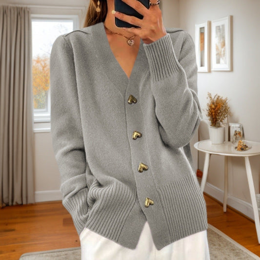 Kira - Gebreide Cardigan met Hartjesknopen
