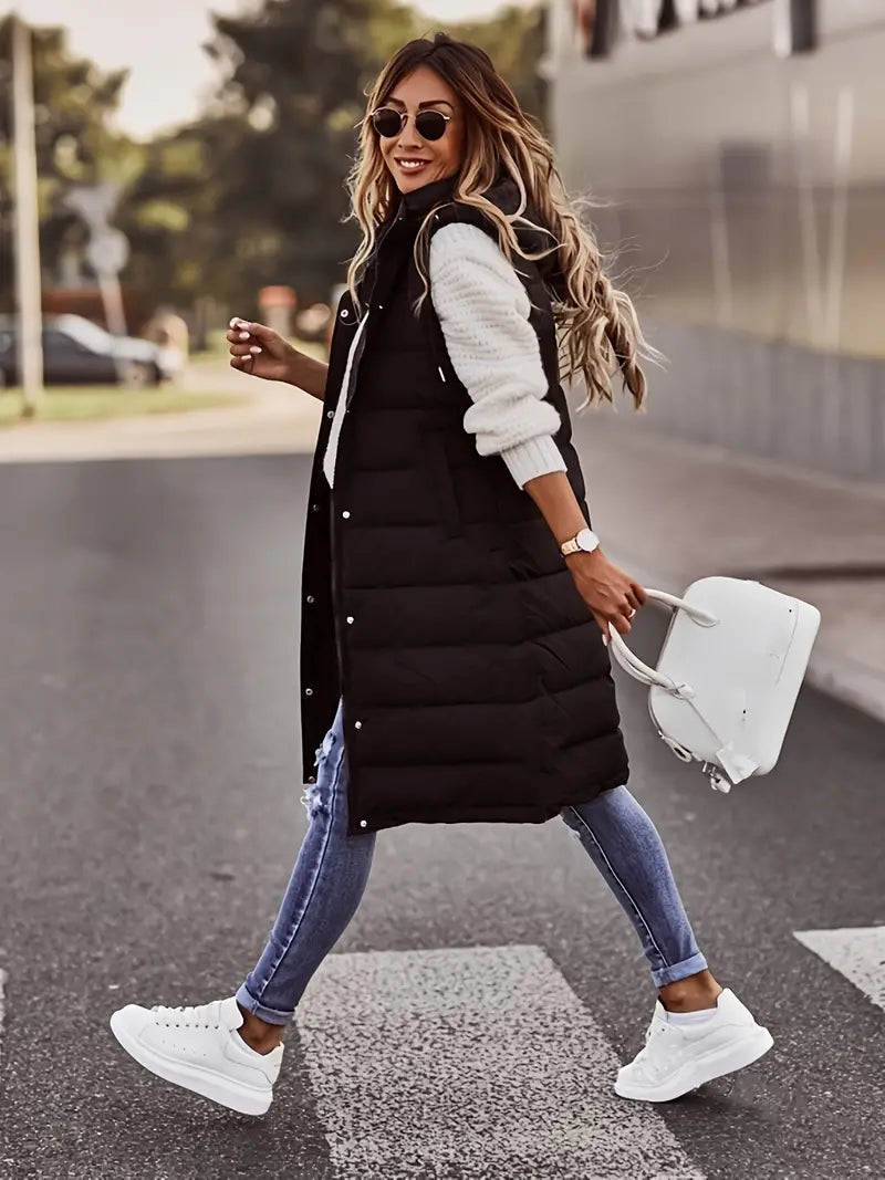 Puffer Bodywarmer met Hoodie en Ritszakken voor Dames