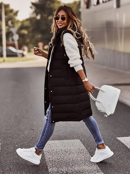 Puffer Bodywarmer met Hoodie en Ritszakken voor Dames